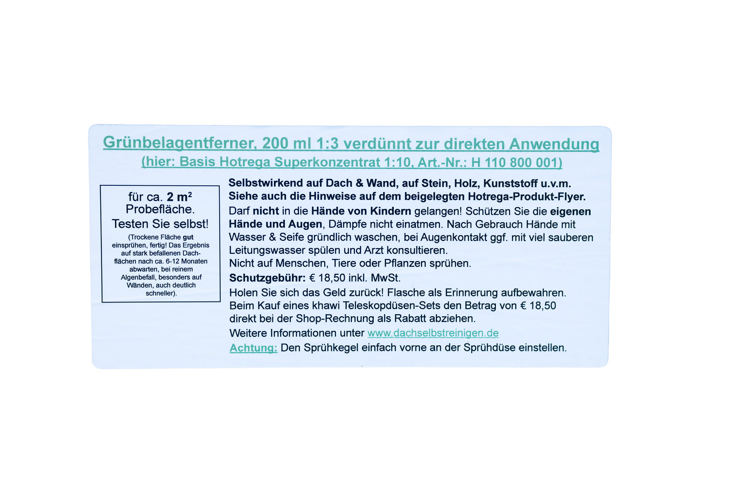 Grünbelagentferner Probeset Beschreibung - Khawi Teleskoplanze zur Reinigung Dach und Fassade